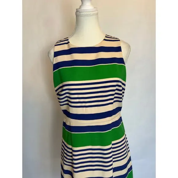 Esley | Blue/Green Striped Shift Dress | Medium - Picture 3 of 13